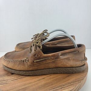 Sperry Mens Size 8.5 Brown Top Sider Leather Lace Up Boat Shoes STS17308